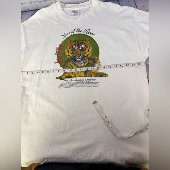 Vintage 90s Year of the Tiger San Francisco Hanes T-Shirt Short Sleeve White XL - Picture 7 of 8